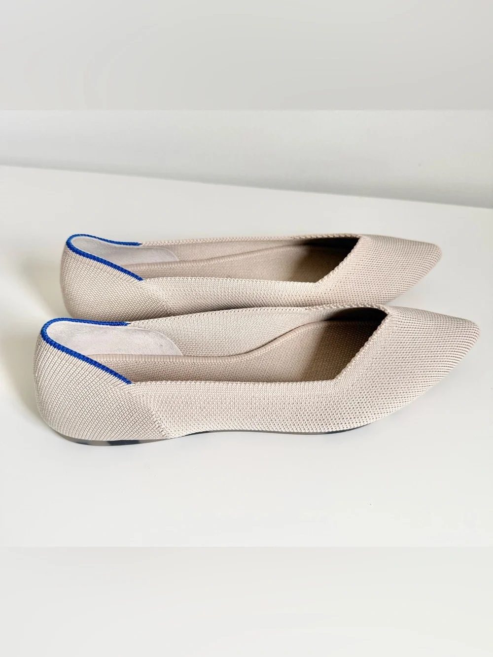 Rothy's The Point OG Flats Ecru Tortoiseshell Sole Neutral Washable Knit Shoes 8